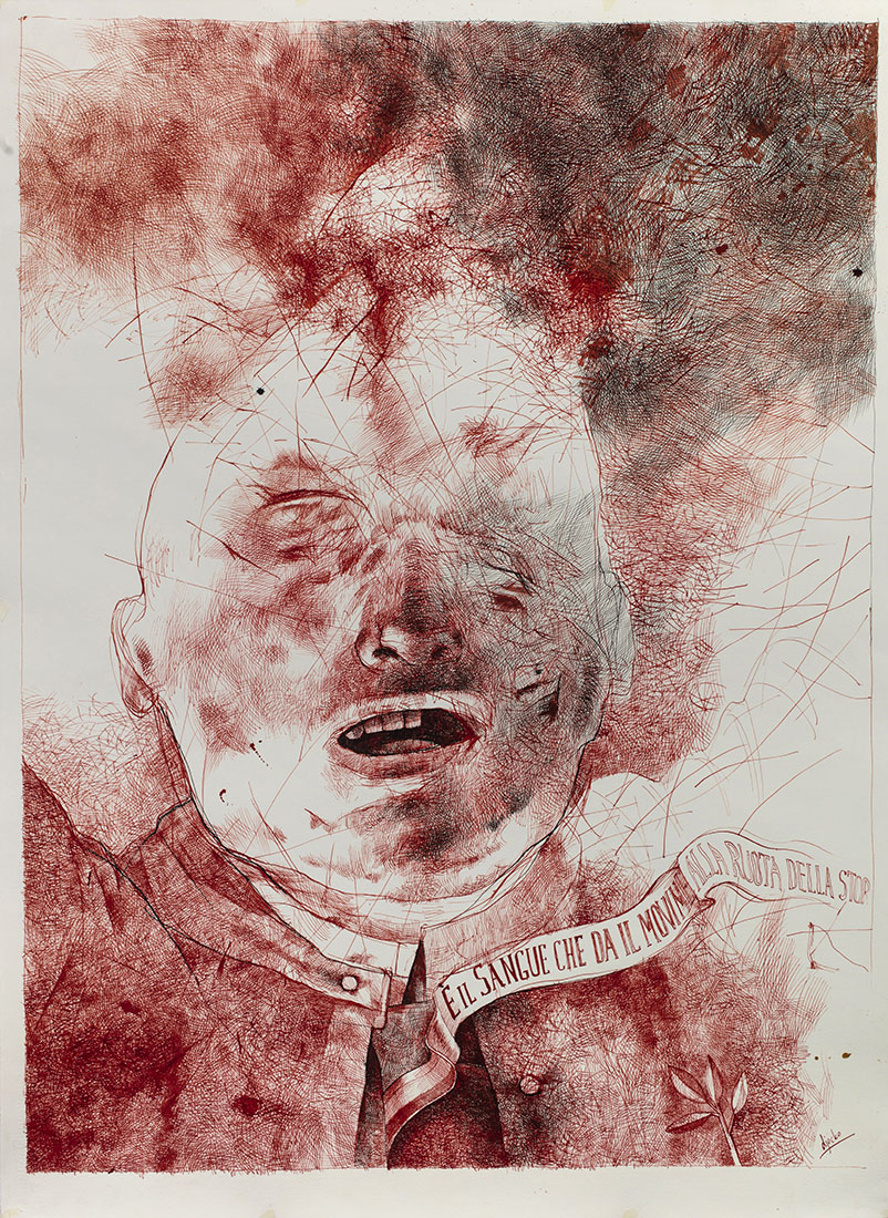 Djochkoun Sami, "Il Duce", 2015, ink on paper, 110 x 79 cm. Djochkoun Sami, "Il Duce", 2015, ink on paper, 110 x 79 cm.